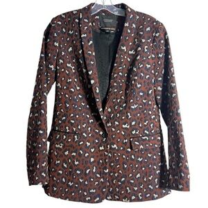 Scotch & Soda Animal Print Blazer in Brown, Trendy Office Workwear, Size S